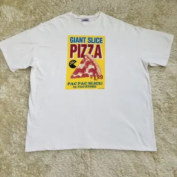 인기 PUNYUS PIZZA 빅 티셔츠 아이보리