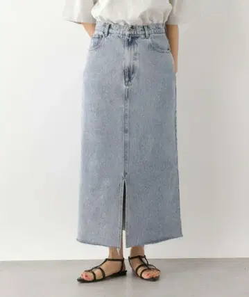 LEPSIM/렙심 기장 변화 데님 내로우 스커트 케미컬 블루 L
