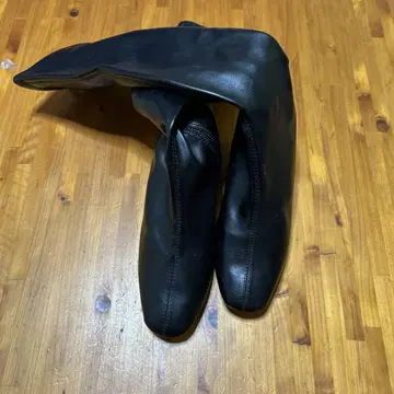 블랙 롱 부츠 미들 힐 사이드 지퍼
