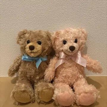 봉제 인형 베어 2개 세트 브라운 & 핑크