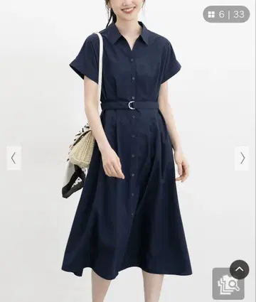 허니즈 네이비 반팔 셔츠 원피스 L 사이즈