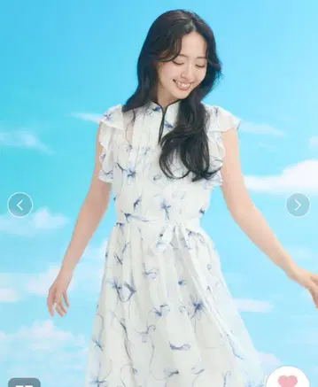 SNIDEL 프릴 쓰리 리본 프린트 원피스