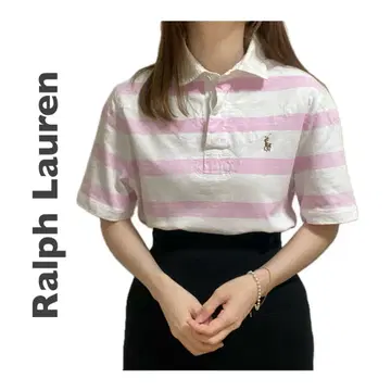 Ralph Lauren 피케 셔츠 보더 원포인트 자수 로고