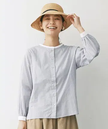 and myera 아이스 그레이 클레릭 블라우스