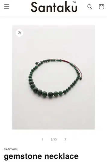 santaku 그린 젬스톤 목걸이 염주 공 목걸이