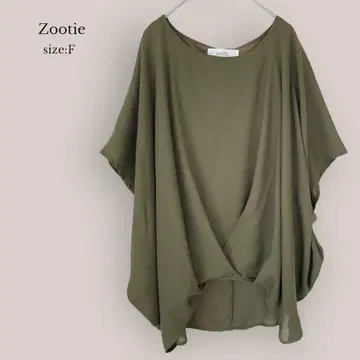 Zootie 돌먼 슬리브 블라우스 5분 소매 루즈핏 카키