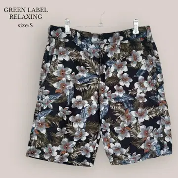 GREEN LABEL RELAXING 코튼 린넨 하프 팬츠 꽃무늬 남성용