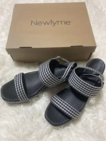 깅엄 체크 플랫폼 샌들