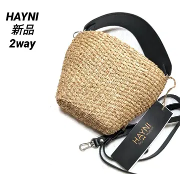 HAYNI 바스켓백 라피아 백 2way 숄더백 가죽