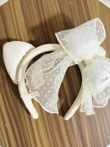 키티 머리띠 화이트 레이스
