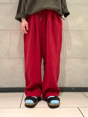 린넨 와셔 이지 팬츠 보르도