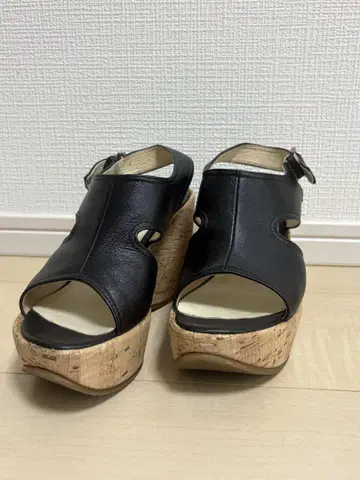 DAMACollection 웨지 샌들 블랙 천연 가죽 23.5cm