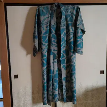 쇼와 레트로 기모노 단이 청단 꽃무늬 기모노