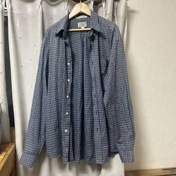 L.L.Bean 네이비 계열 체크 무늬 긴팔 셔츠 M