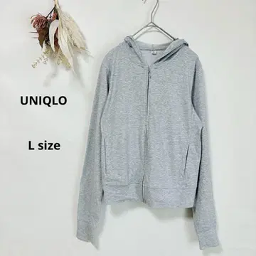 유니클로 UNIQLO 후드티 프론트 지퍼 그레이 S 후드 얇은 소재