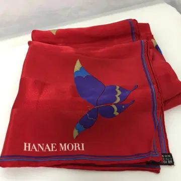HANAE MORI 대형 스카프 레드&블루 7473