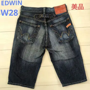 EDWIN 51334 신치 벨트 하프 데님 팬츠 28인치 새상품급
