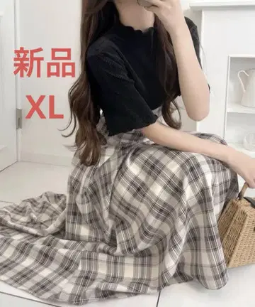 새상품 mily bilet 도킹 체크 원피스 [XL] 스페어 버튼 포함