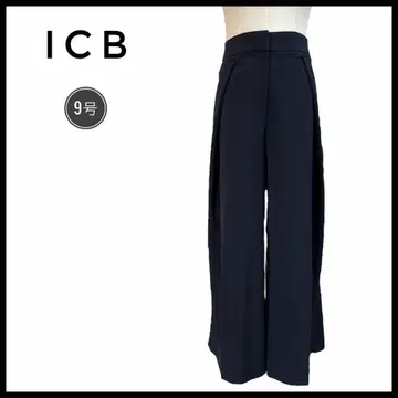ICB 슬랙스 와이드 팬츠 9호 블랙 턱 팬츠 센터 프레스