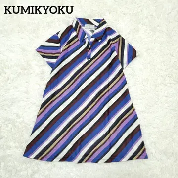 새상품급 KUMIKYOKU 반팔 티셔츠 스트라이프 멀티 컬러 스트레치