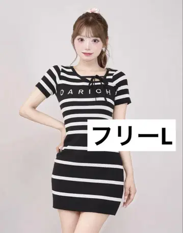 Darich 다리치 멀티 보더 니트 미니 원피스 BLK 프리 L