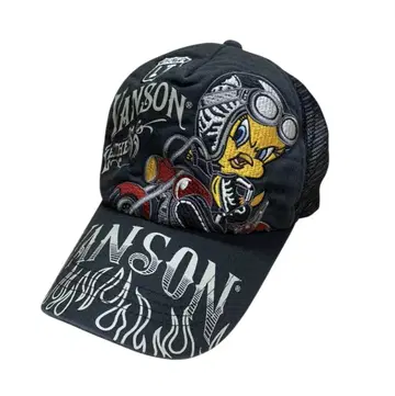 VANSON 반슨 메쉬 캡 콜라보 자수 블랙