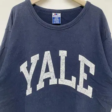 90's YALE 티셔츠 네이비 챔피온 갈라짐 프린트