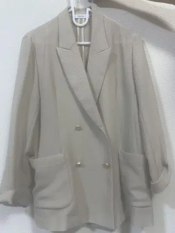 DouDou 베이지 더블 브레스트 자켓