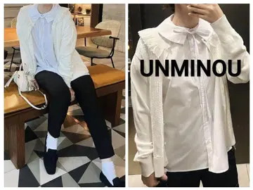 UNMINOU 앙미누 암 개더 리본 블라우스