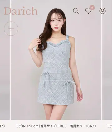 Darich 트위드 체크 리본 미니 원피스