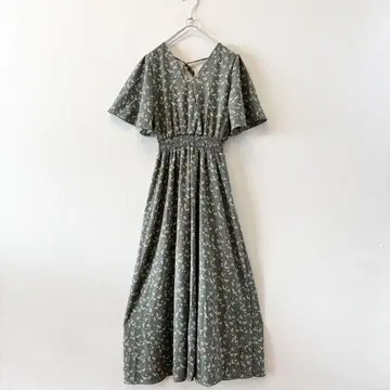 DAY CLOSET 원피스 롱 꽃무늬 V넥 그린 L
