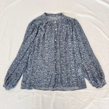 내추럴 꾸뛰르 natural couture 블라우스 꽃무늬 블루