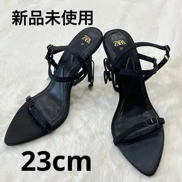 새상품 자라 블랙 스트랩 샌들 37 블랙 하이힐