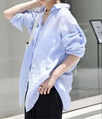 두지엠 클라세 린넨 워시 셔츠 색스 블루