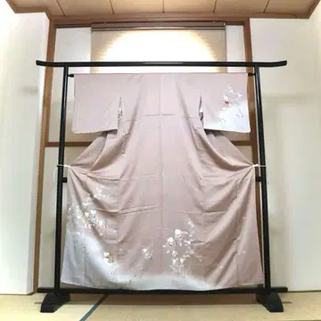 호몬기 작가 작품 동자 꽃과 풀 문양 사아야형 옅은 감색 PK-1008
