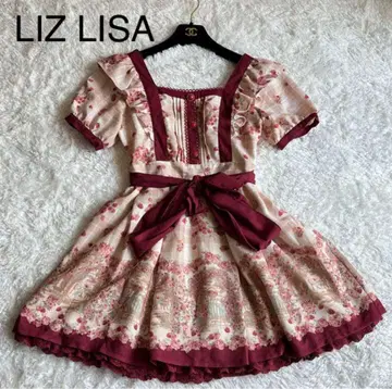 LIZ LISA 프릴 원피스 레이스 리본 핑크 0 사이즈