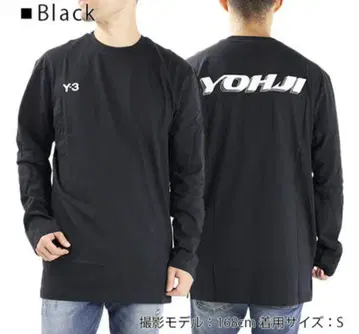 Y-3 블랙 긴팔 티셔츠 YOHJI 로고