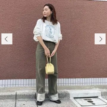 언그리드 하이 웨스트 롤업 데님 카키