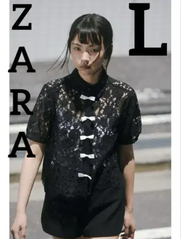 ZARA 금기 리본 레이스 셔츠 L 사이즈 새상품급