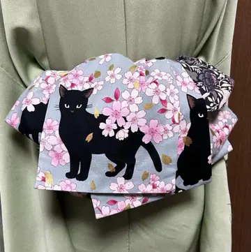 성인용 오비, 고양이, 벚꽃 패턴, 리버서블, 긴 길이