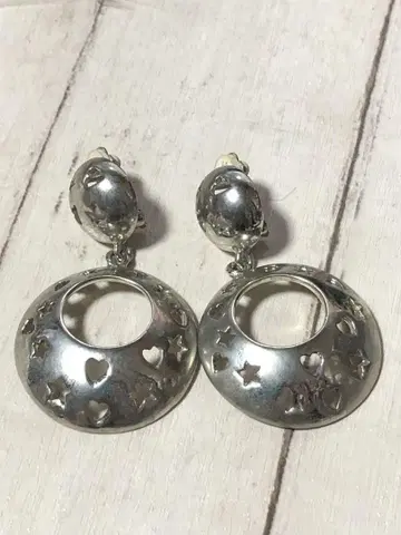 별과 하트 시스루 디자인 귀걸이 빈티지 빅 사이즈 스타와 하트 모티브
