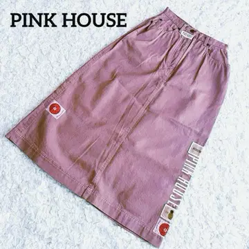PINK HOUSE 핑크하우스 와펜 A라인 데님 무스커트 핑크