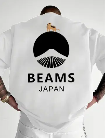 BEAMS 후지산과 호랑이 그래픽 티셔츠