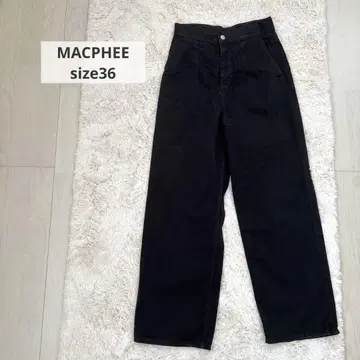MACPHEE 데님 와이드 스트레이트 팬츠 블랙 36 투모로우랜드