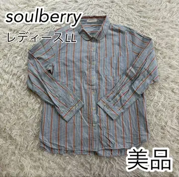 스트라이프 패턴 긴팔 셔츠 여성용 LL [ soulberry ]