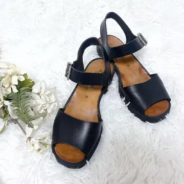agnes b 에네스베 가죽 샌들 블랙 23cm 천연 가죽