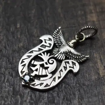 Silver925 호스슈 코코페리 참 이글 블루 토파즈