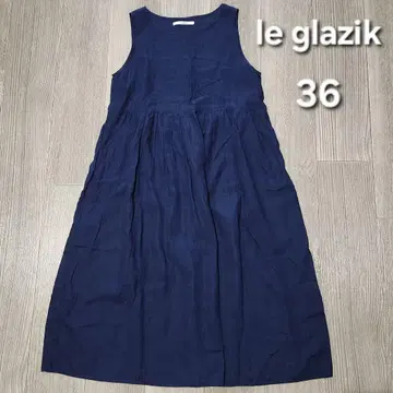 le glazik 슬리브리스 롱 원피스 36 네이비 컬러 린넨