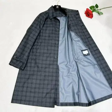 미사용품 daiwa 초발수 스텐 칼라 코트 체크 L 울