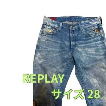 REPLAY 워시 가공 스트레이트 청바지 사이즈 28